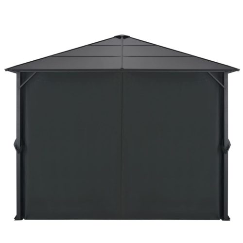 Gazebo with Curtain Aluminium 3×3 m Black