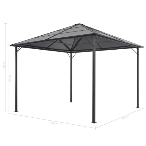 Gazebo with Roof Aluminium 3×3 m Black