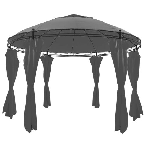 Gazebo with Curtains Round 3.5×2.7 m Anthracite
