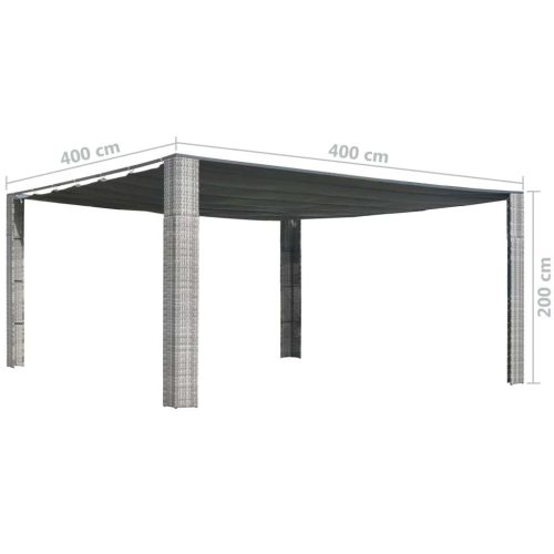 Gazebo with Sliding Roof Poly Rattan 400x400x200 cm Grey and Anthracite
