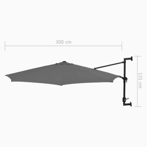 Wall-Mounted Parasol with Metal Pole 300 cm Anthracite