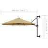 Wall-Mounted Parasol with Metal Pole 300 cm Taupe