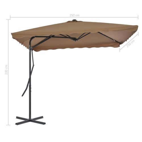 Outdoor Parasol with Steel Pole 250×250 cm Taupe