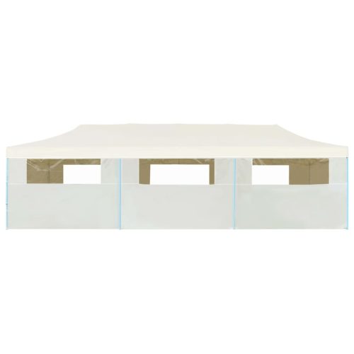 Folding Pop-up Party Tent with 8 Sidewalls 3×9 m Cream