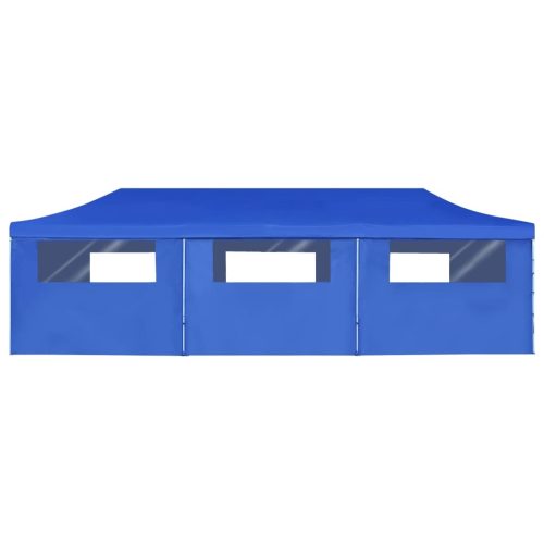 Folding Pop-up Party Tent with 8 Sidewalls 3×9 m Blue