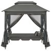 Outdoor Convertible Swing Bench with Canopy Anthracite 220x160x240 cm Steel