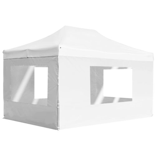 Professional Folding Party Tent with Walls Aluminium 4.5×3 m White