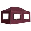 Professional Folding Party Tent with Walls Aluminium 6×3 m Wine Red