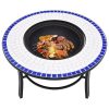 Mosaic Fire Pit Blue and White 68cm Ceramic