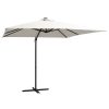 Cantilever Umbrella with LED lights and Steel Pole 250×250 cm Sand