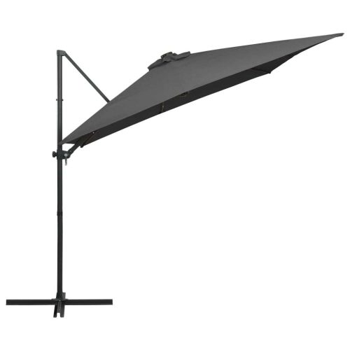 Cantilever Umbrella with LED lights and Steel Pole 250×250 cm Anthracite