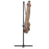 Cantilever Umbrella with LED lights and Steel Pole 250×250 cm Taupe