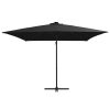 Cantilever Umbrella with LED lights and Steel Pole 250×250 cm Black