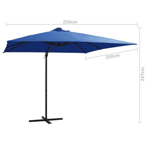 Cantilever Umbrella with LED lights and Steel Pole 250×250 cm Azure Blue