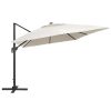 Cantilever Umbrella with LED Lights and Aluminium Pole 400×300 cm Sand
