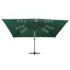 Cantilever Umbrella with LED Lights and Aluminium Pole 400×300 cm Green