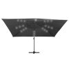 Cantilever Umbrella with LED Lights and Aluminium Pole 400×300 cm Anthracite