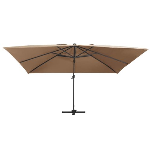 Cantilever Umbrella with LED Lights and Aluminium Pole 400×300 cm Taupe