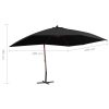 Hanging Parasol with Wooden Pole 400×300 cm Black