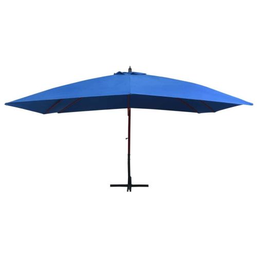 Hanging Parasol with Wooden Pole 400×300 cm Blue