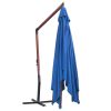 Hanging Parasol with Wooden Pole 400×300 cm Blue