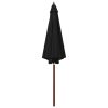 Parasol with Wooden Pole 300×258 cm Black