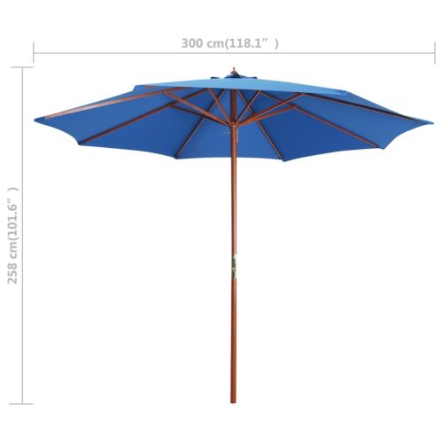 Parasol with Wooden Pole 300×258 cm Blue
