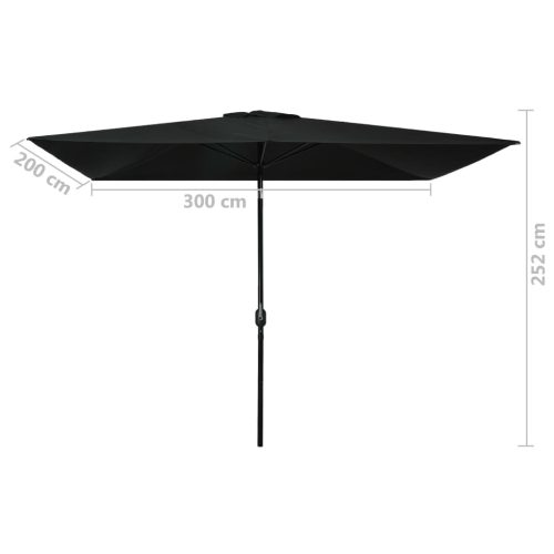 Outdoor Parasol with Metal Pole 300×200 cm Black