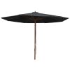 Outdoor Parasol with Wooden Pole 350 cm Black