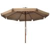 Outdoor Parasol with Wooden Pole 330 cm Taupe