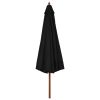 Outdoor Parasol with Wooden Pole 330 cm Black