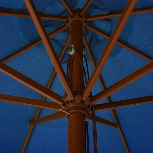Outdoor Parasol with Wooden Pole 330 cm Azure