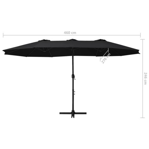 Outdoor Parasol with Aluminium Pole 460×270 cm Black