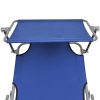 Folding Sun Lounger with Canopy Blue Aluminium