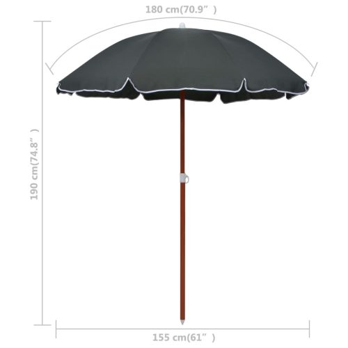 Parasol with Steel Pole 180 cm Anthracite