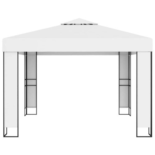 Gazebo with Double Roof 3×3 m White