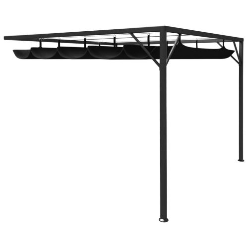 Garden Wall Gazebo with Retractable Roof Canopy 3×3 m Anthracite
