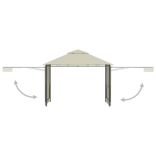Gazebo with Double Extended Roofs 3x3x2,75 m Cream 180 g/m²