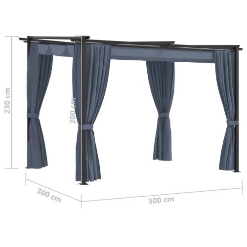 Gazebo with Curtains 3×3 m Anthracite Steel