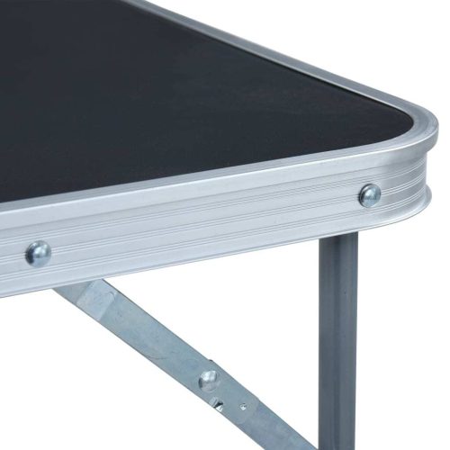 Foldable Camping Table with Metal Frame 80×60 cm Grey