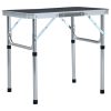 Folding Camping Table Grey Aluminium 60×45 cm