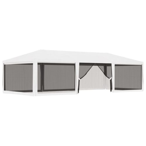 Party Tent with 4 Mesh Sidewalls 4×9 m White