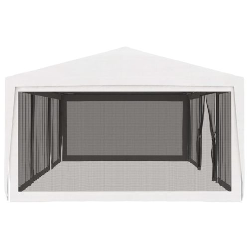 Party Tent with 4 Mesh Sidewalls 4×9 m White