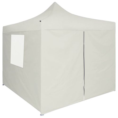 Professional Folding Party Tent with 4 Sidewalls 2×2 m Steel Cream