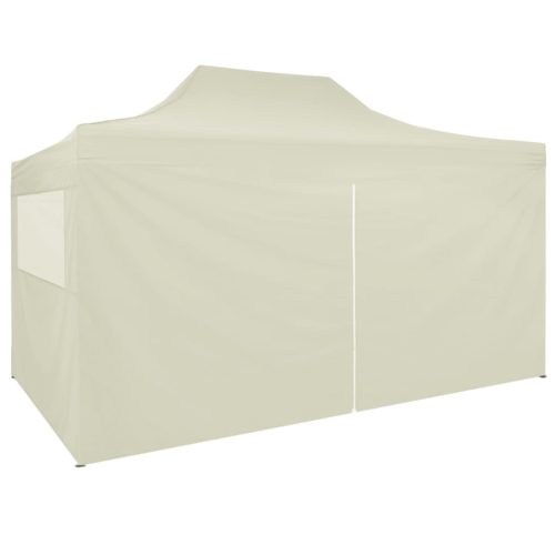 Professional Folding Party Tent with 4 Sidewalls 3×4 m Steel Cream