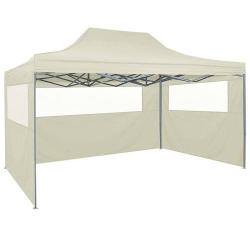 Professional Folding Party Tent with 4 Sidewalls 3×4 m Steel Cream