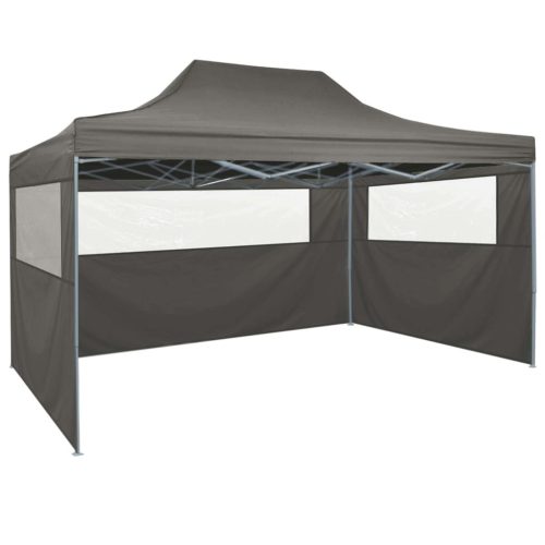 Professional Folding Party Tent with 4 Sidewalls 3×4 m Steel Anthracite
