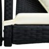 3-Seater  Garden Swing Bench with Canopy Poly Rattan Black
