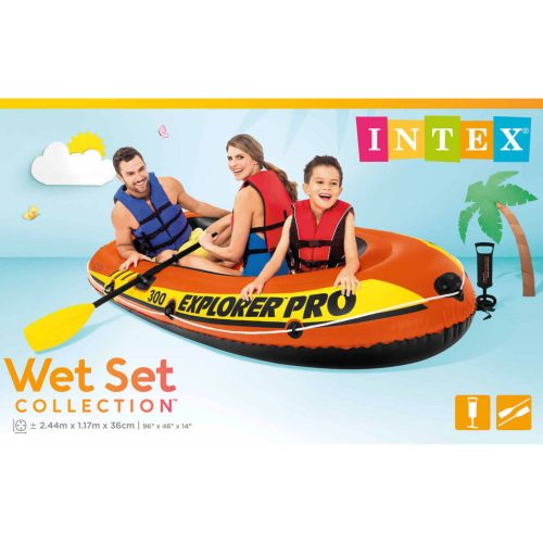 Intex Explorer Pro 300 Set Inflatable Boat with Oars and Pump