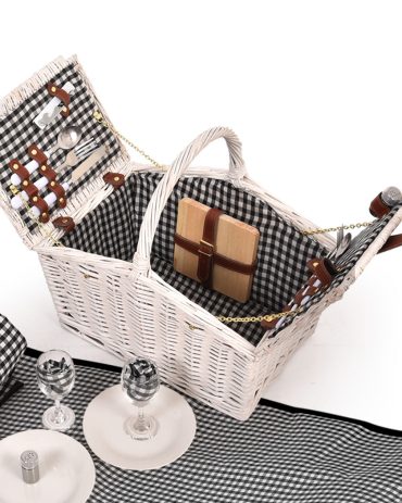2 Person Picnic Basket Baskets Set Outdoor Blanket Deluxe Wicker Gift Storage